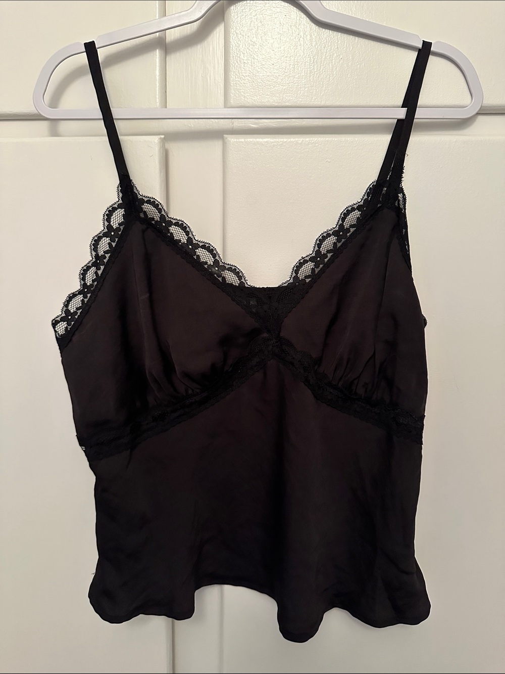 NWT Wild Fable Black Lace Trim Satin Camisole Tank Top